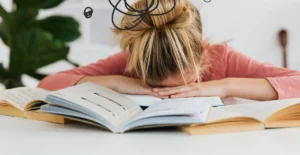 A student exhausted from wrong reading style