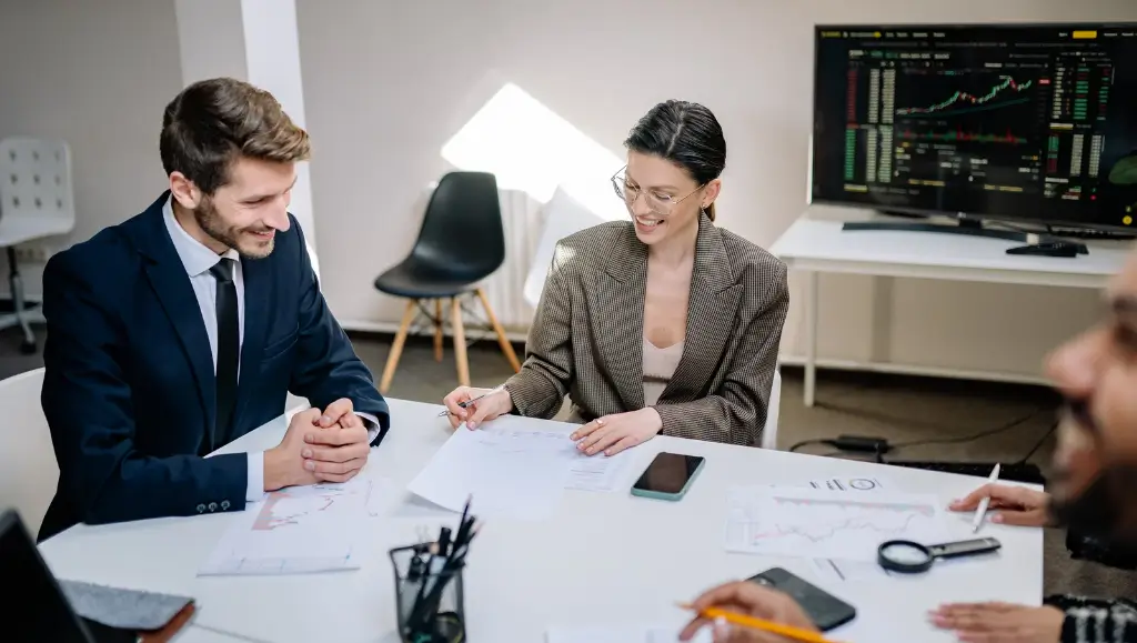 A group of company workers in a meeting 